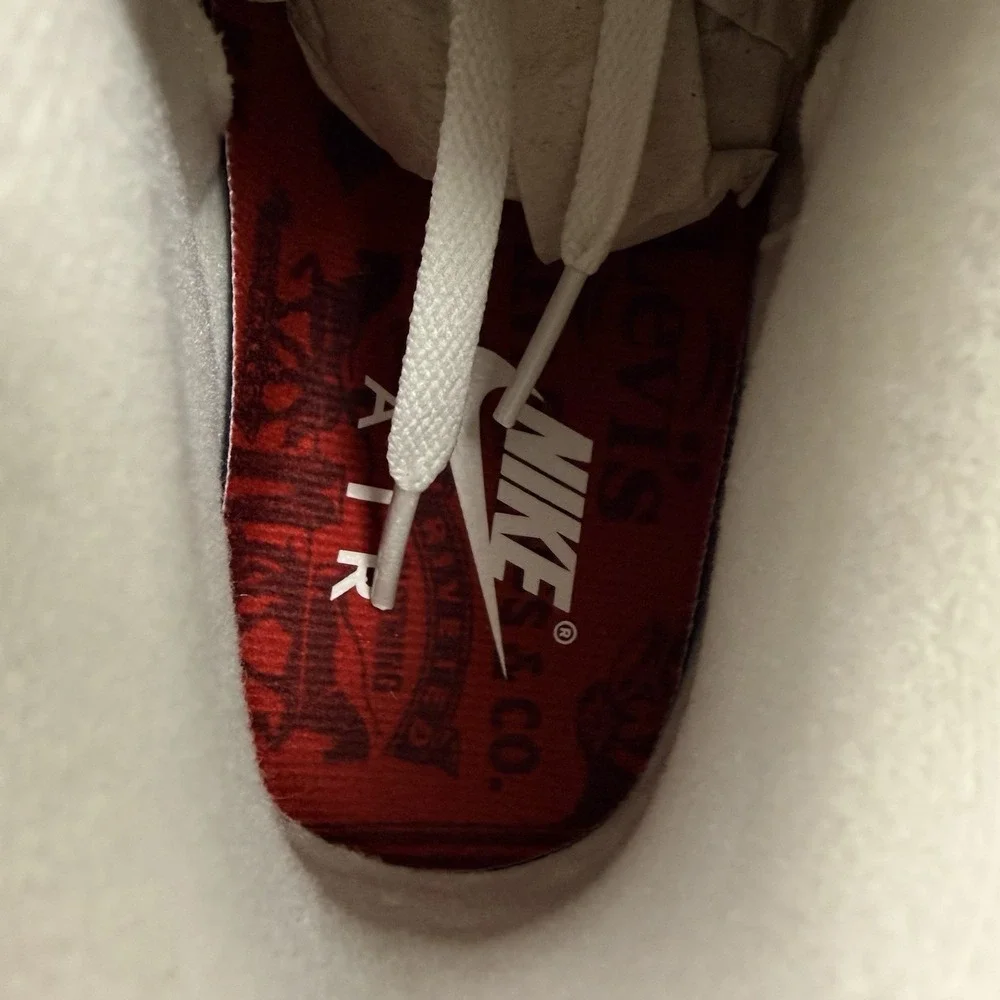 Jordan 3 Retro Levi's Men's Size 9 Lunar New Year Denim Sail Gym Red Sneakers